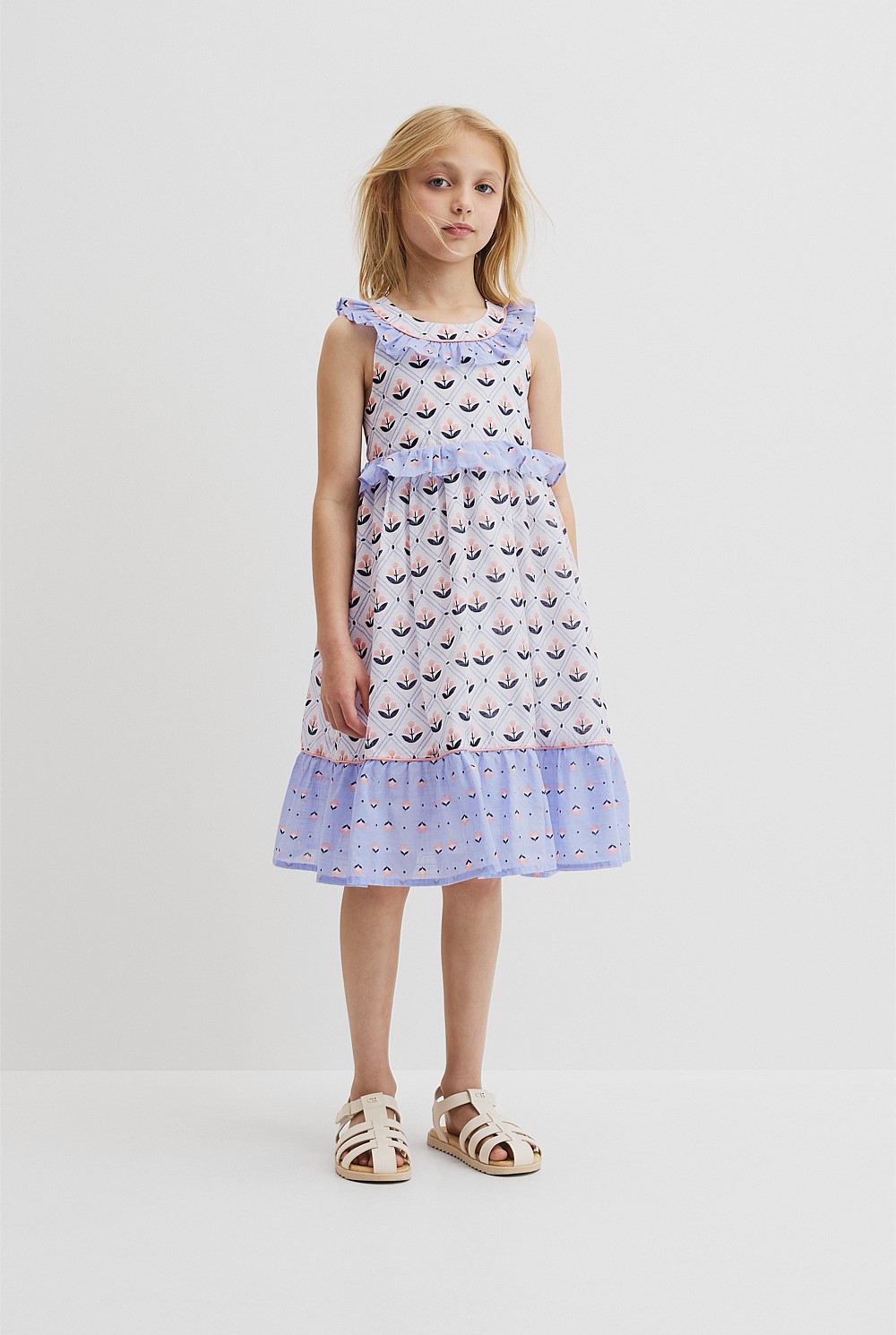 Frill Neck Midi Dress