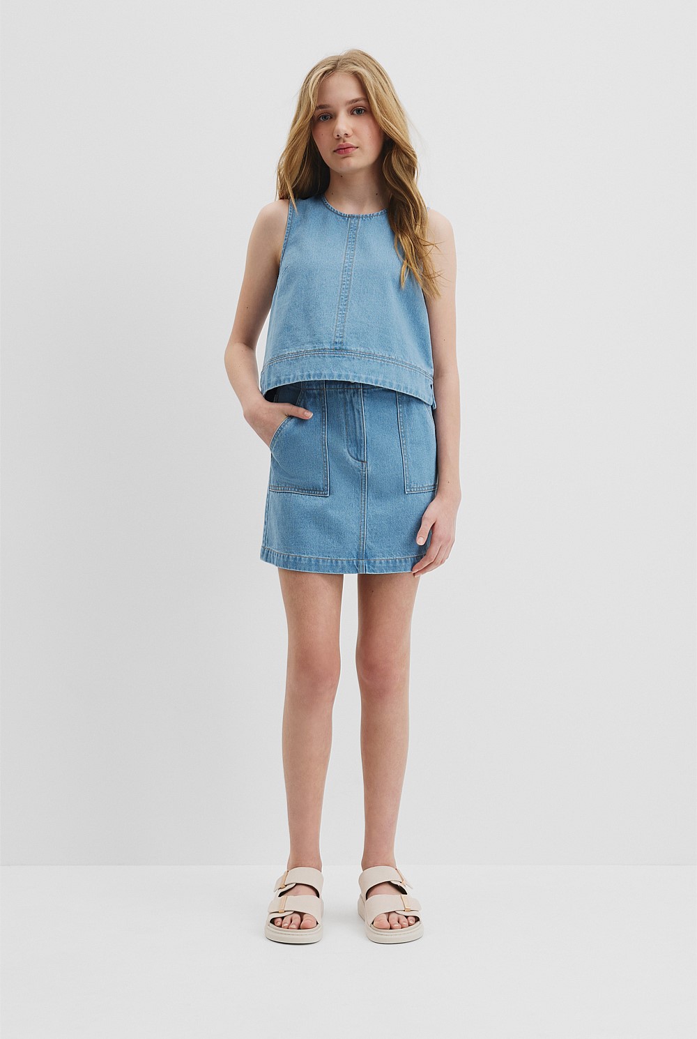 Teen Denim Shell Top