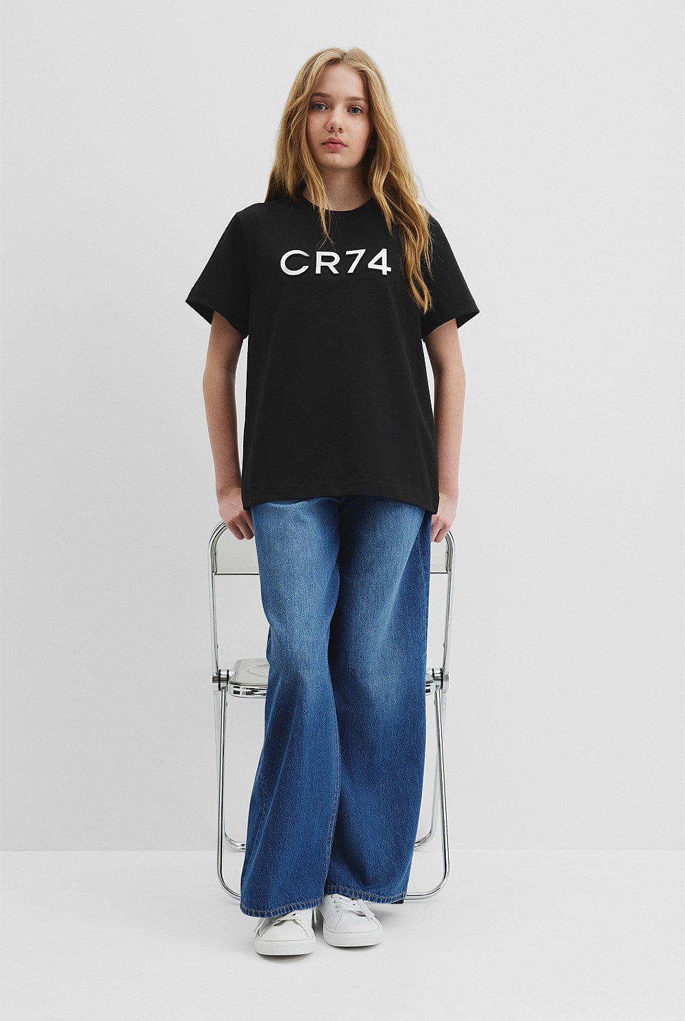 Teen Recycled Cotton Blend Longline Logo T-Shirt