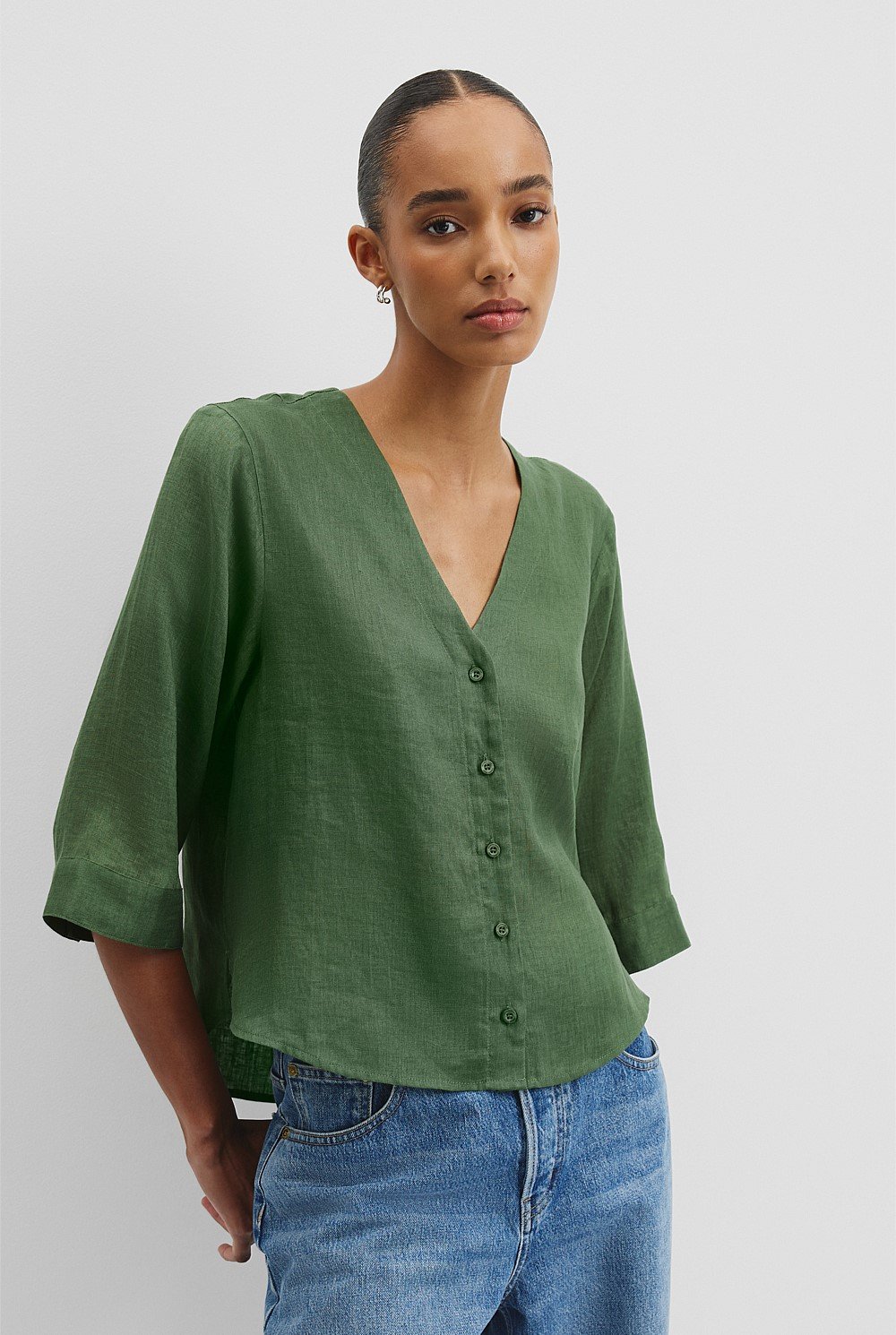 Organically Grown 3/4 Sleeve Linen Shirt