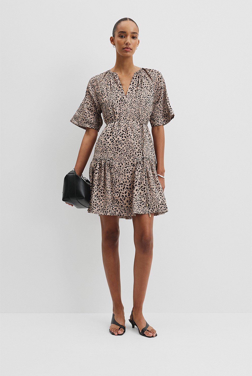 Print Tiered Mini Dress