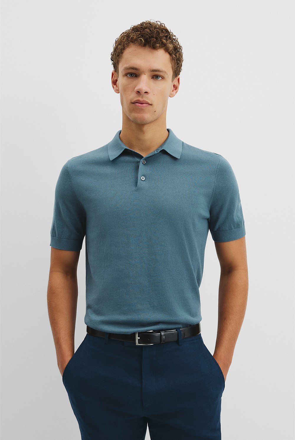 Australian Cotton Blend Silk Button Polo