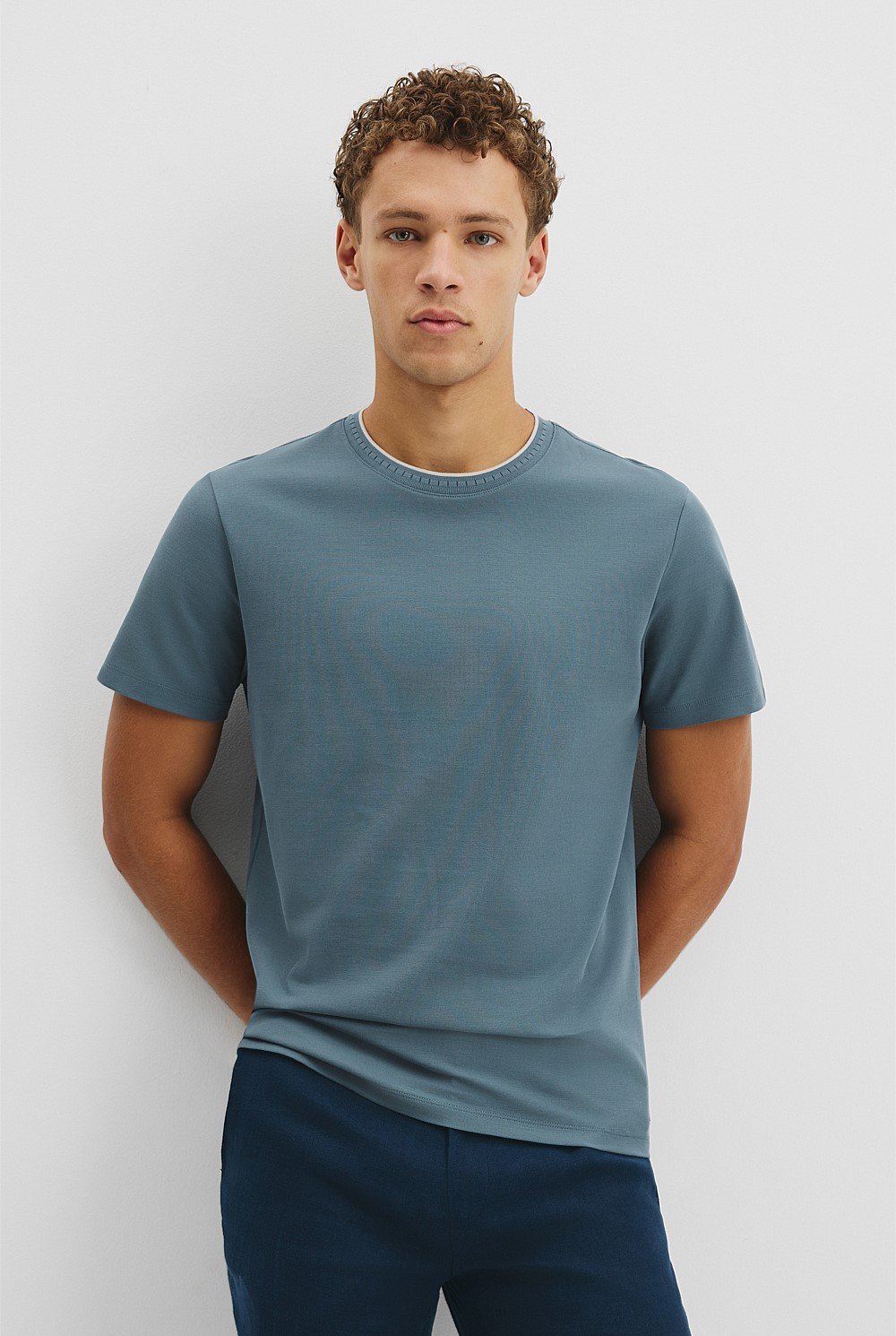 Tipped Mercerise Pique T-Shirt