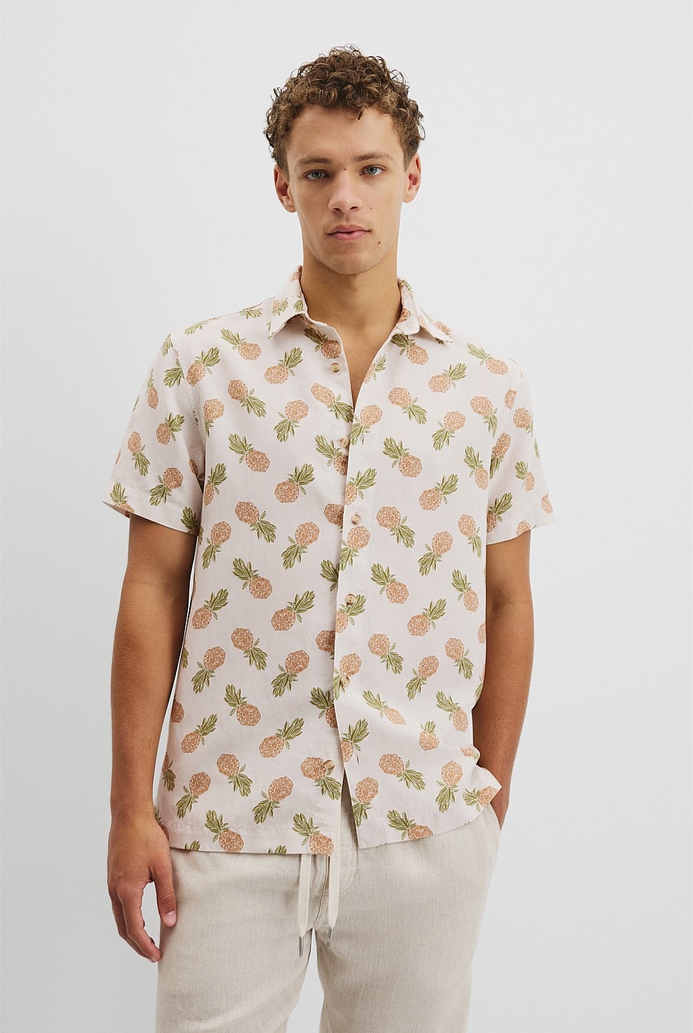 Regular Tencel Linen Print Shirt