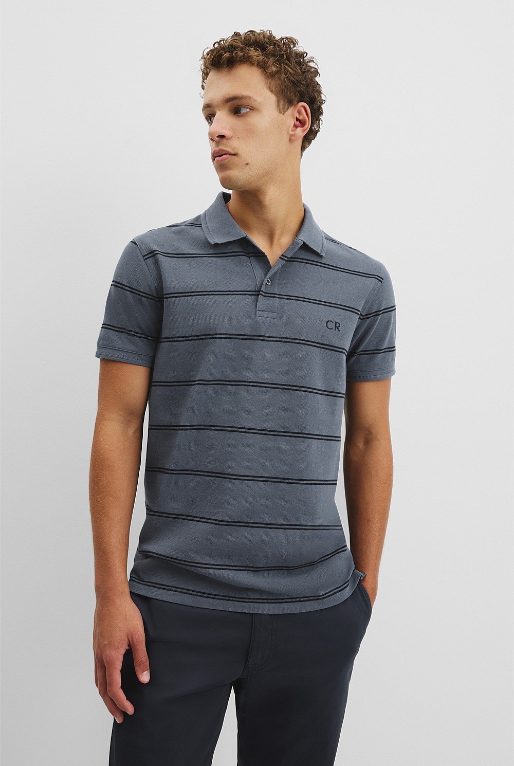 Australian Cotton Stripe Pique Polo