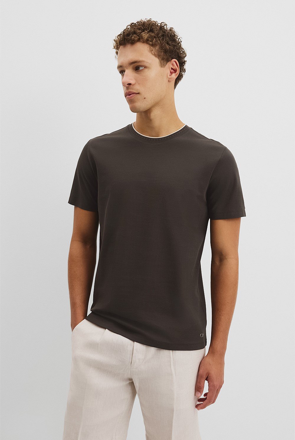 Tipped Mercerise Pique T-Shirt