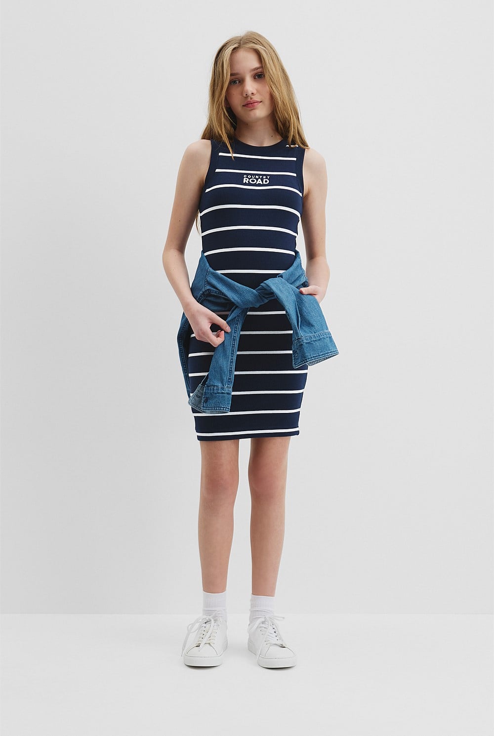 Teen Stripe Rib Tank Dress