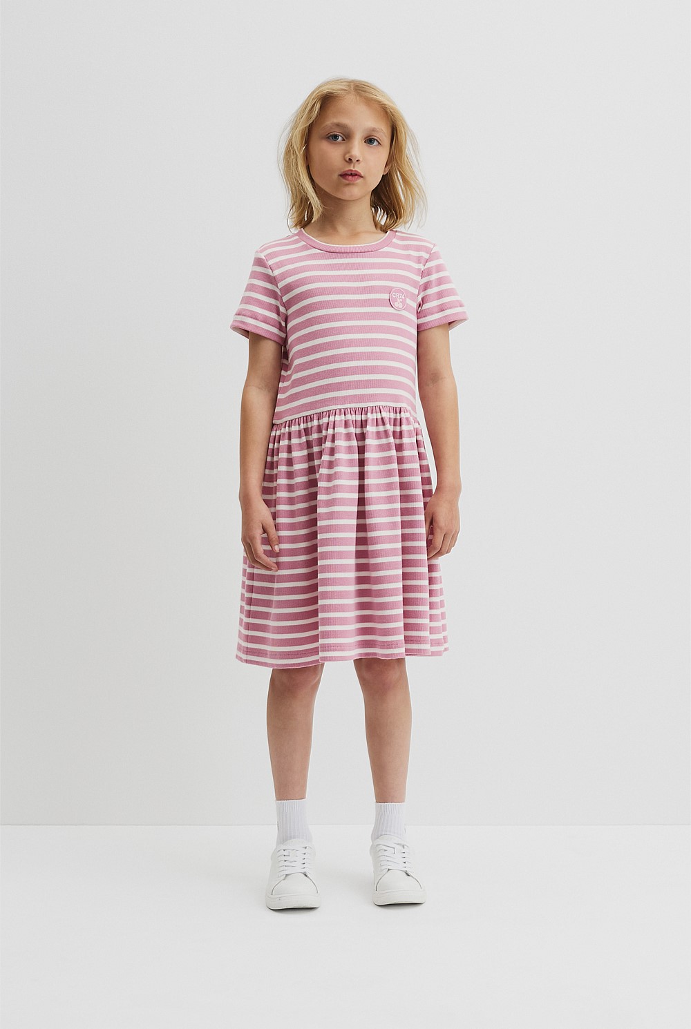Gathered Rib T-Shirt Dress