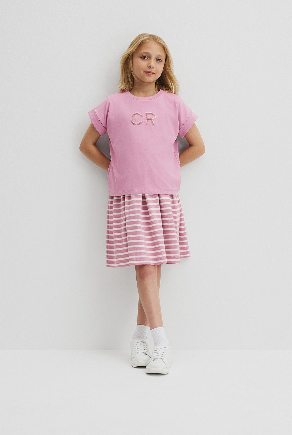 Organically Grown Cotton CR Sequin Logo T-Shirt