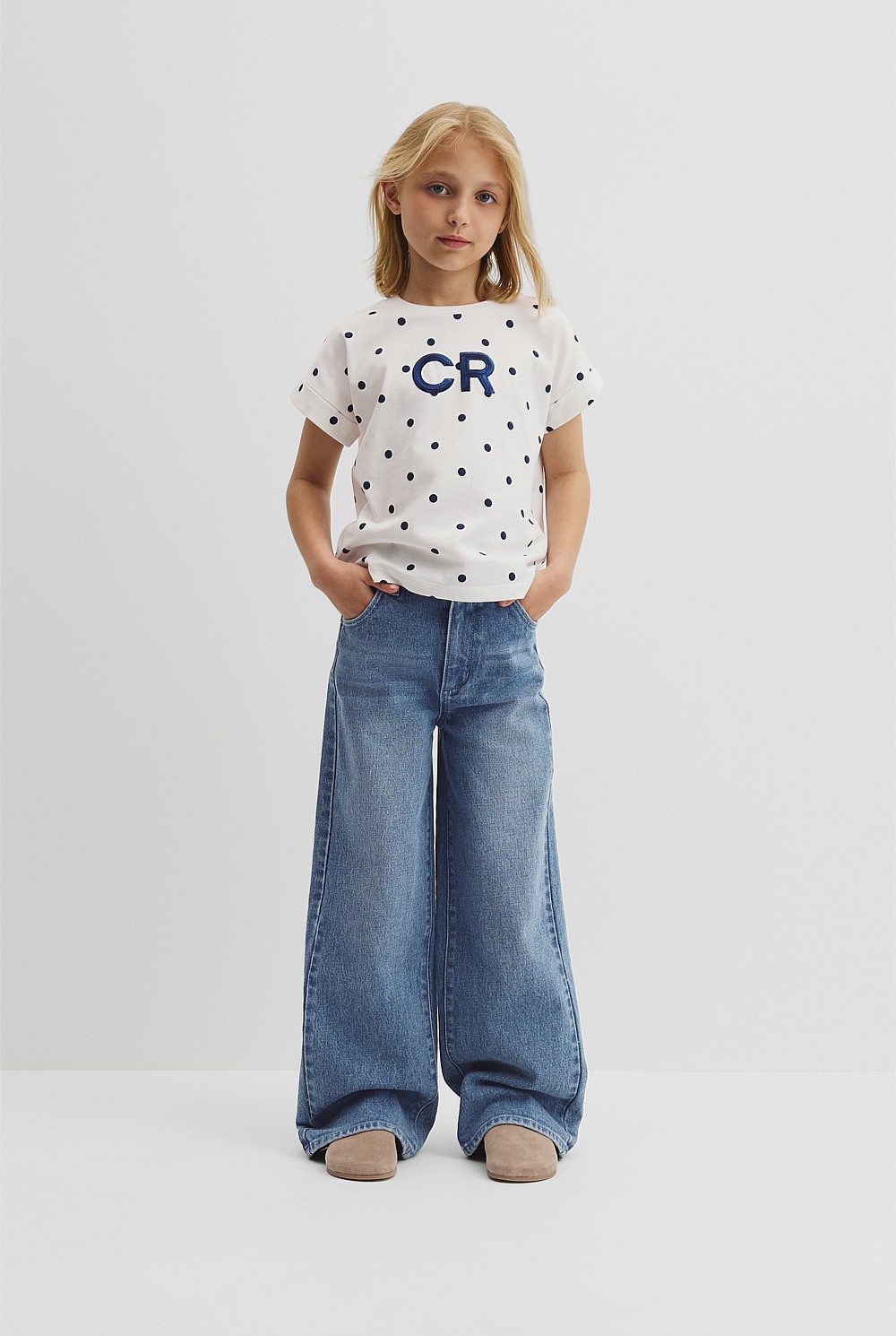 Organically Grown Cotton CR Sequin Logo T-Shirt