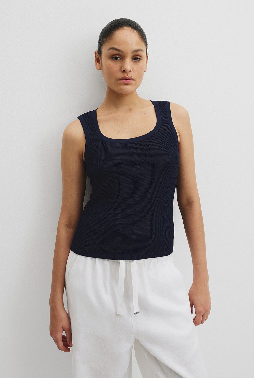 Waffle Crew Knit Tank