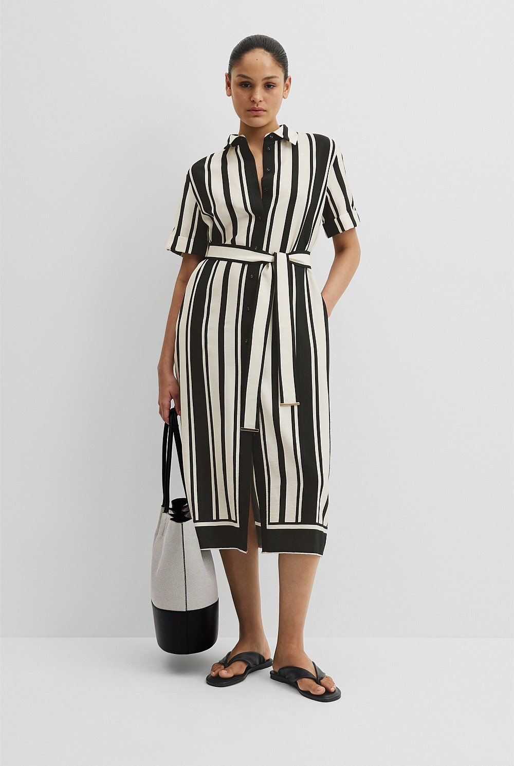 Stripe Midi Shirt Dress