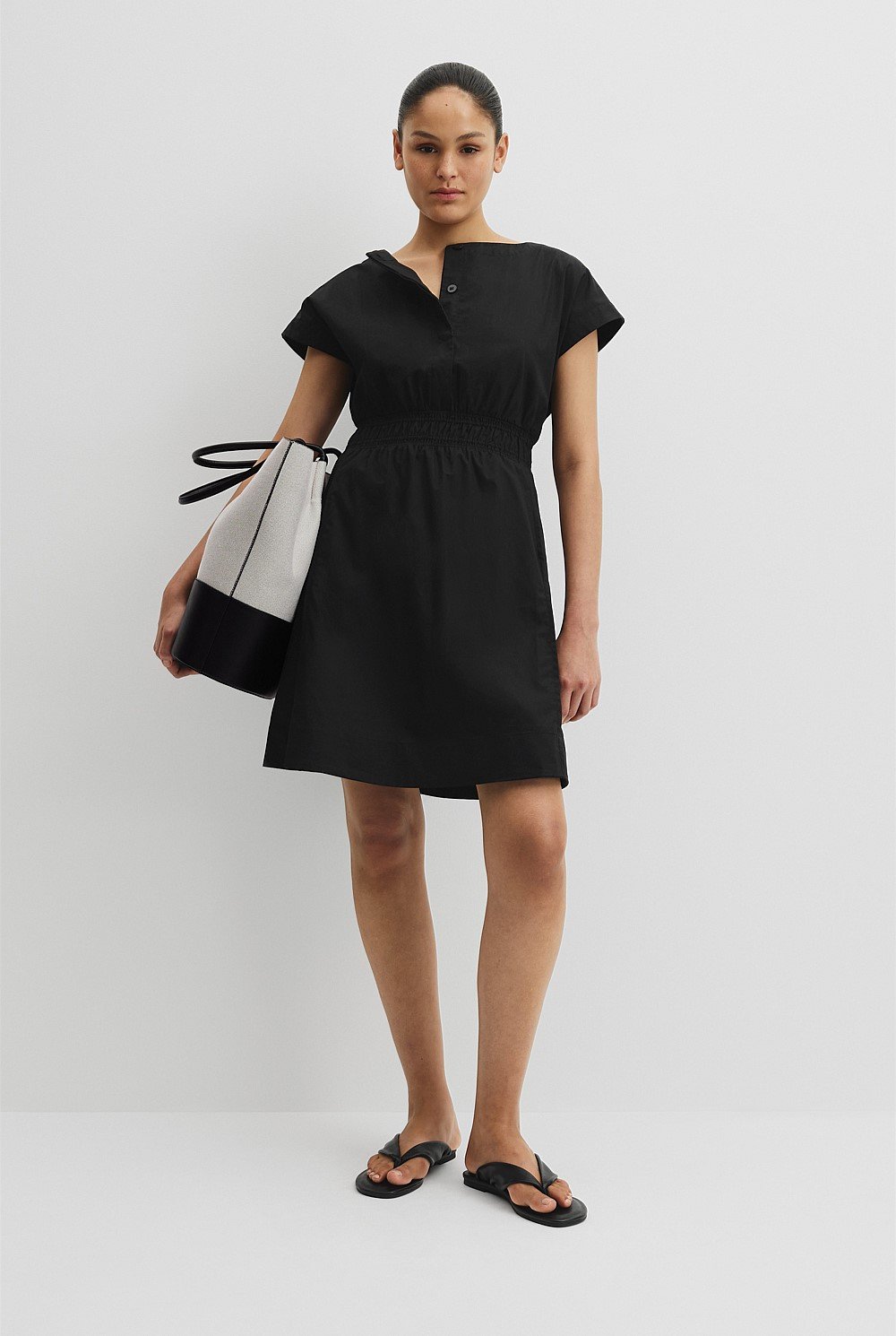 Australian Cotton Shirred Waist Mini Dress