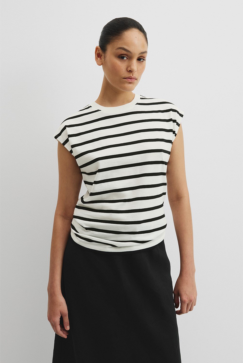 Crew Neck Slub Stripe T-shirt