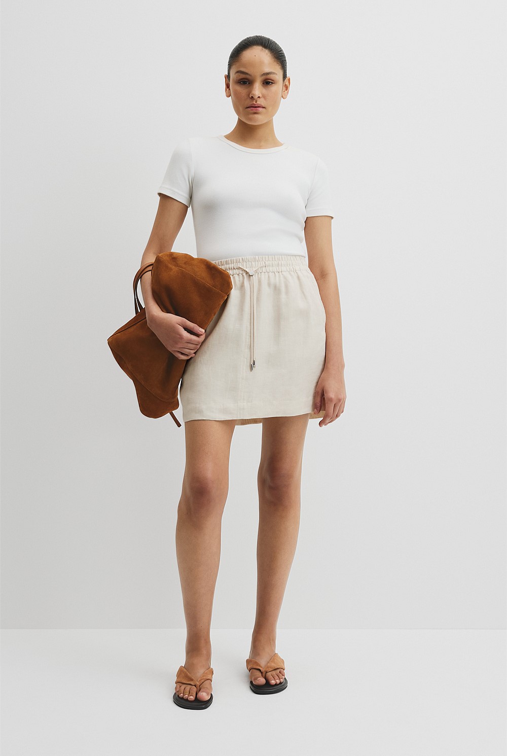 Pull On Linen Skirt