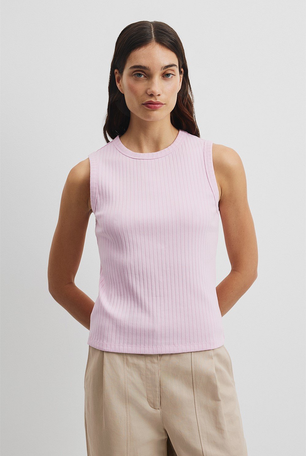 Australian Cotton Blend Fitted Rib Tank