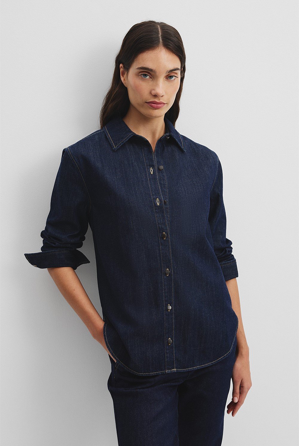 Recycled Cotton Long Sleeve Denim Shirt