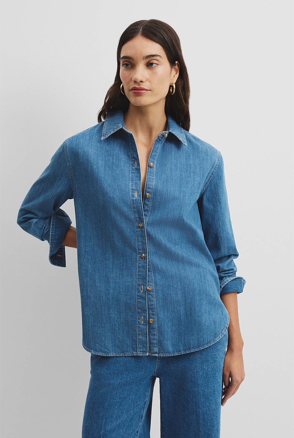 Recycled Cotton Long Sleeve Denim Shirt