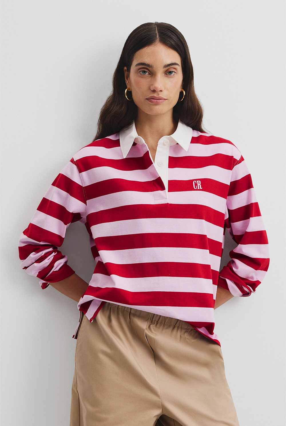 Australian Cotton Stripe Rugby Polo Sweat