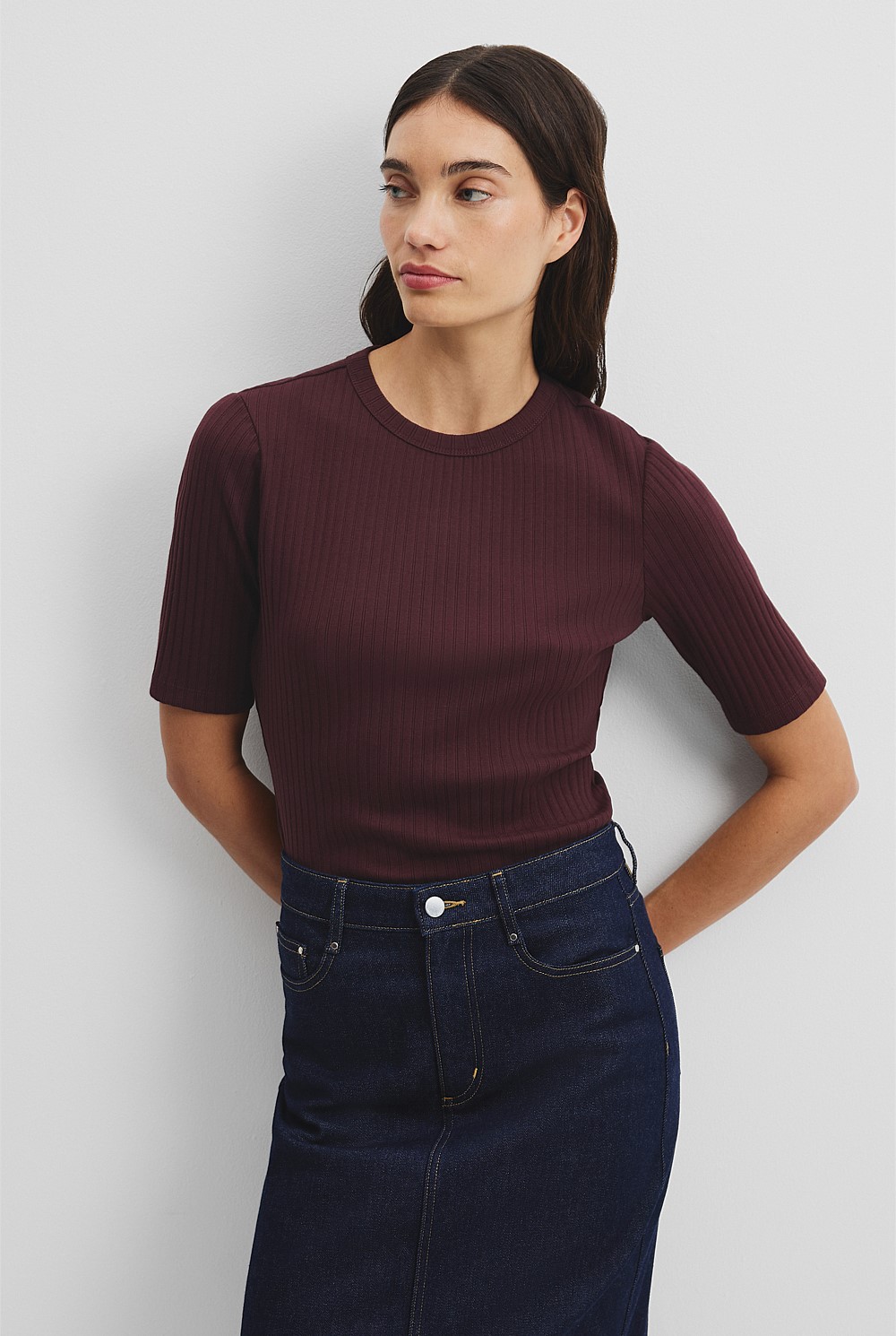 Australian Cotton Blend Short Sleeve Fitted T-Shirt