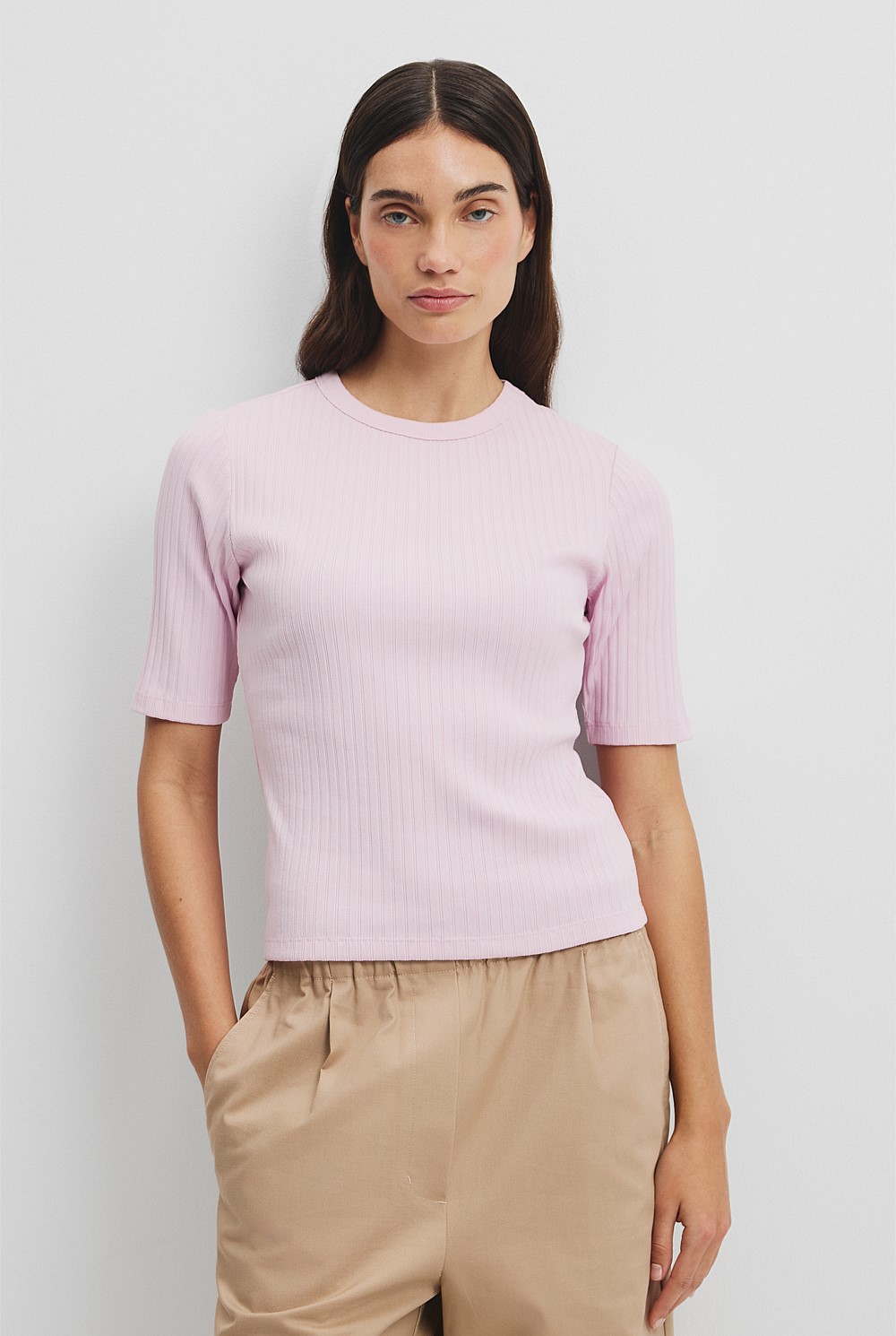 Australian Cotton Blend Short Sleeve Fitted T-Shirt