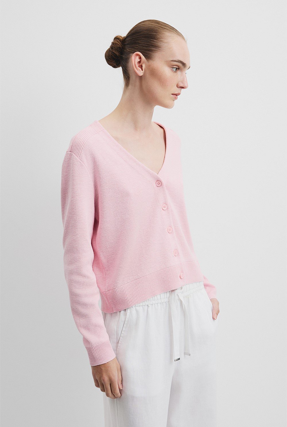 Organically Grown Cotton Linen Blend Knit Cardigan