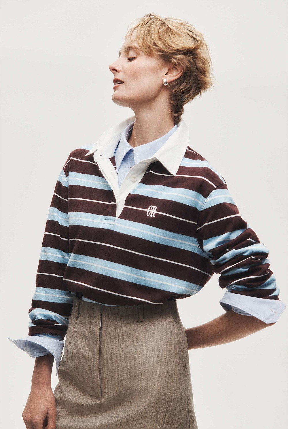 Australian Cotton Stripe Rugby Polo Sweat
