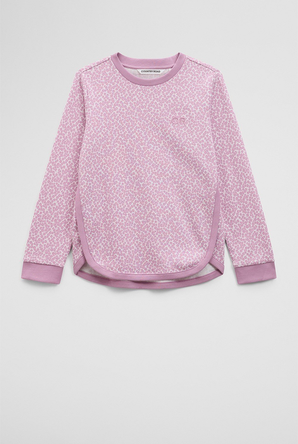 Organically Grown Cotton Long Sleeve Curved Logo T-Shirt