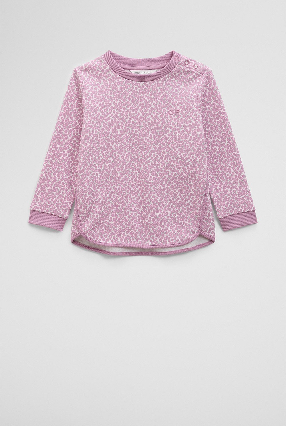 Organically Grown Cotton Long Sleeve Sequin Logo T-Shirt