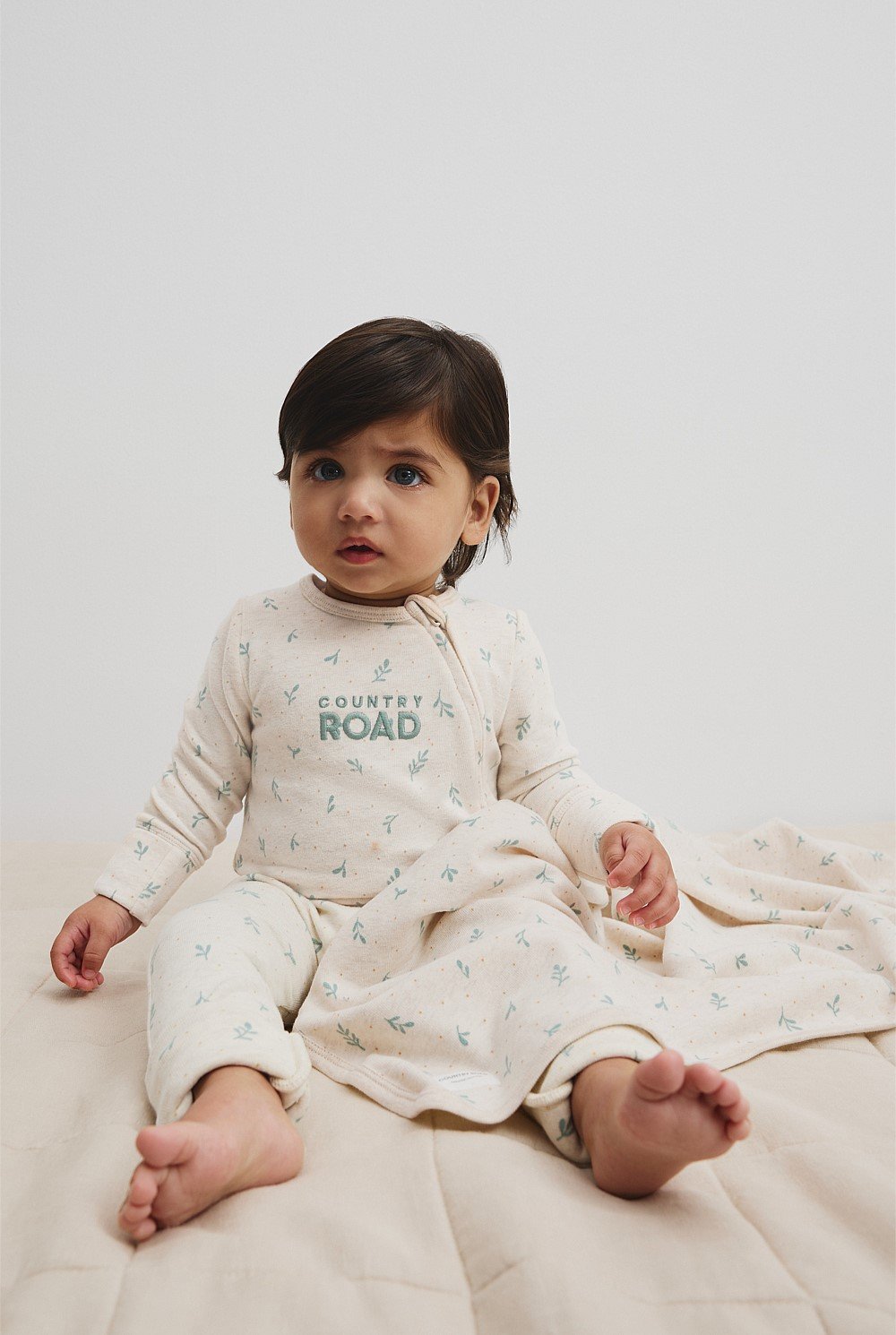 Organically Grown Cotton Blend Logo Zip Jumpsuit