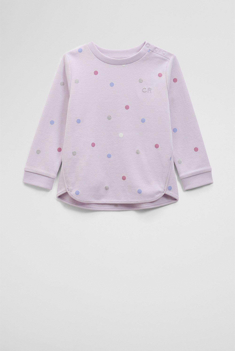 Organically Grown Cotton Long Sleeve Sequin Logo T-Shirt