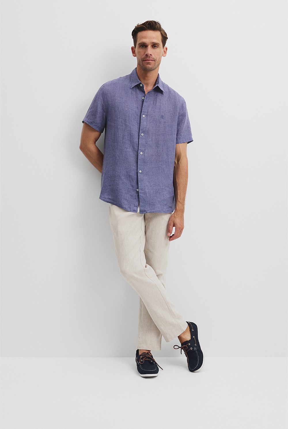 Regular Fit Organically Grown Delave Linen Short Sleeve Shirt