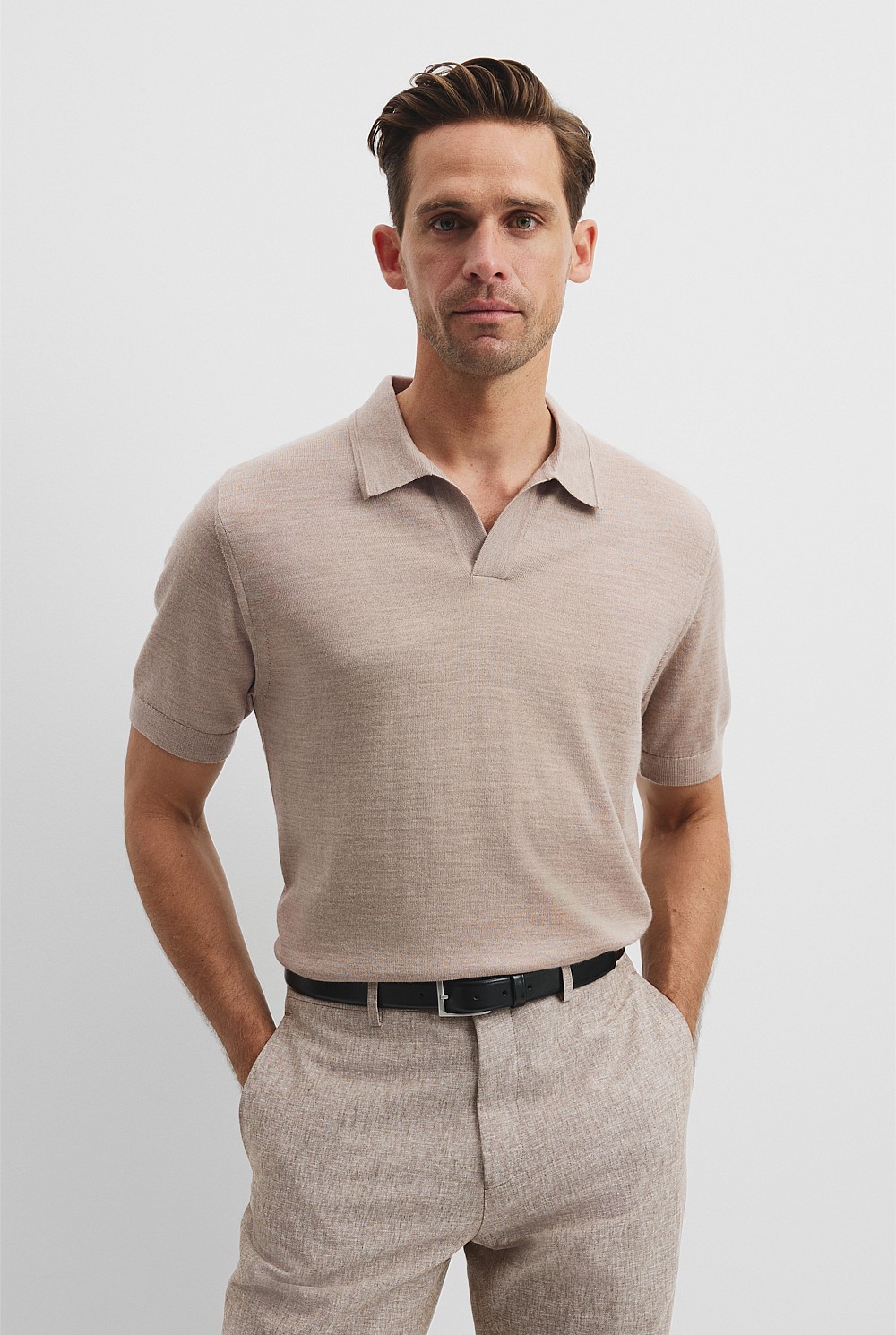 Short Sleeve Australian Merino Trophy Knit Polo