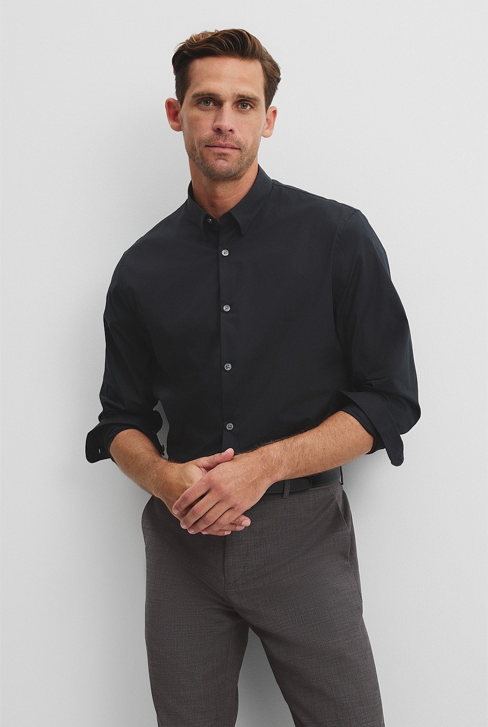 Long Sleeve Slim Fit Cotton Stretch Shirt