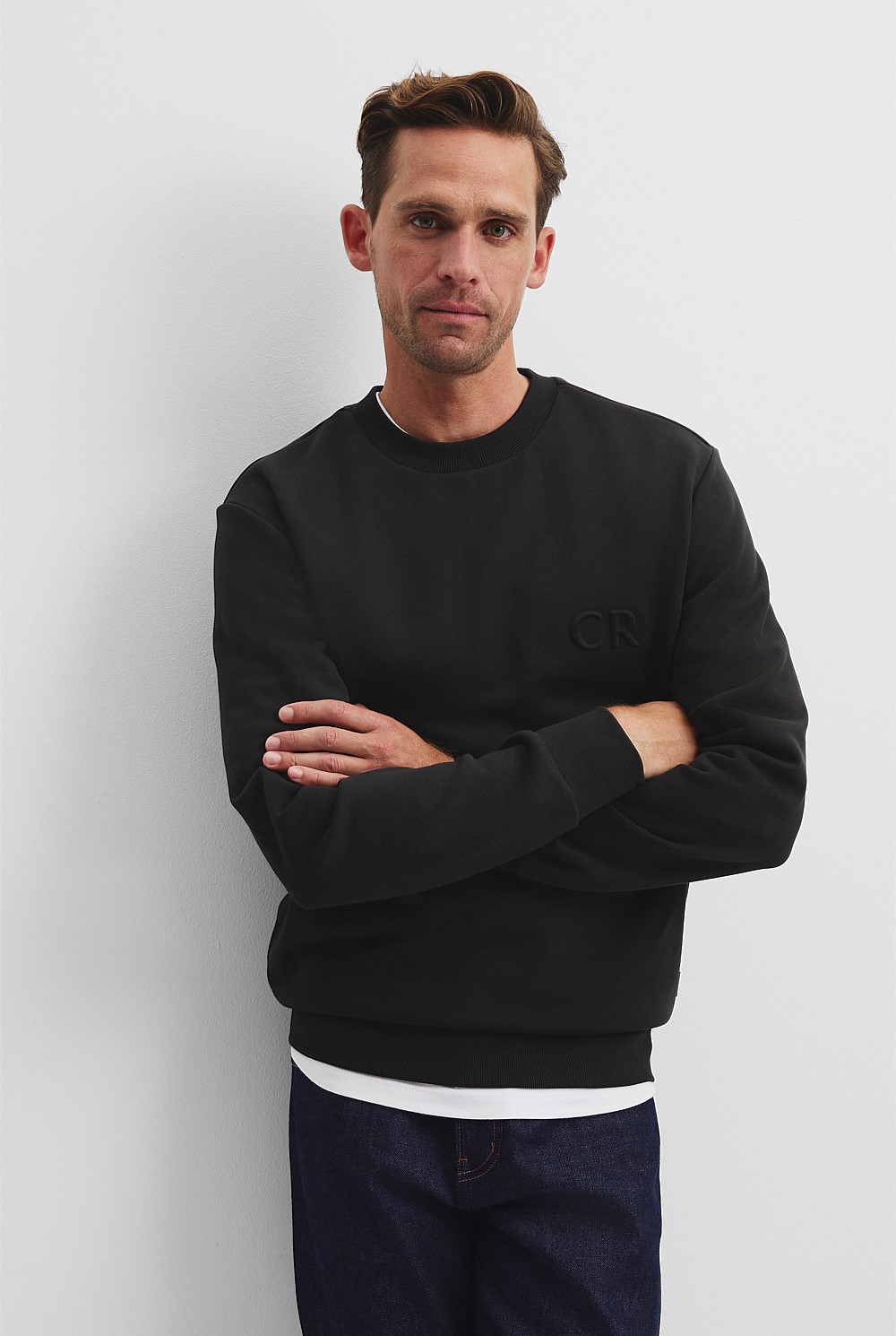 Australian Cotton Embossed Logo Crew Neck