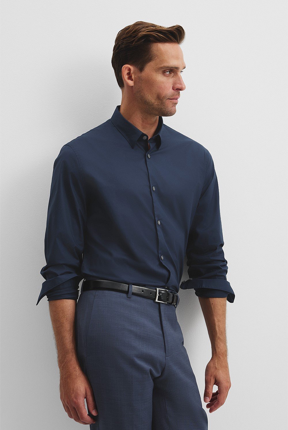 Long Sleeve Slim Fit Cotton Stretch Shirt