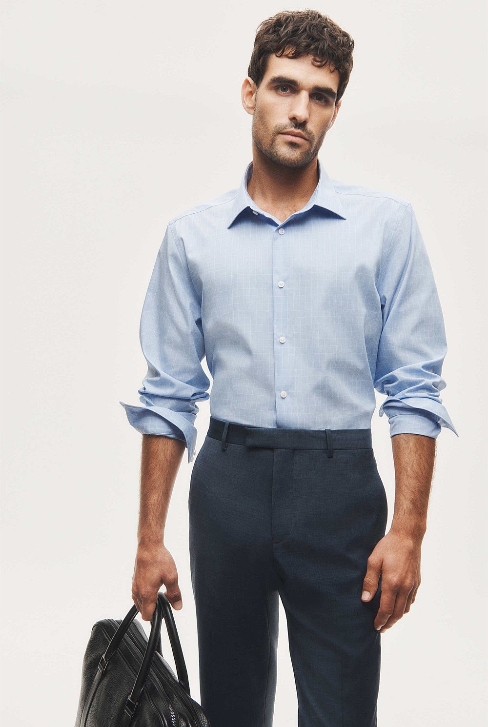 Regular Fit Grid Check Travel Shirt