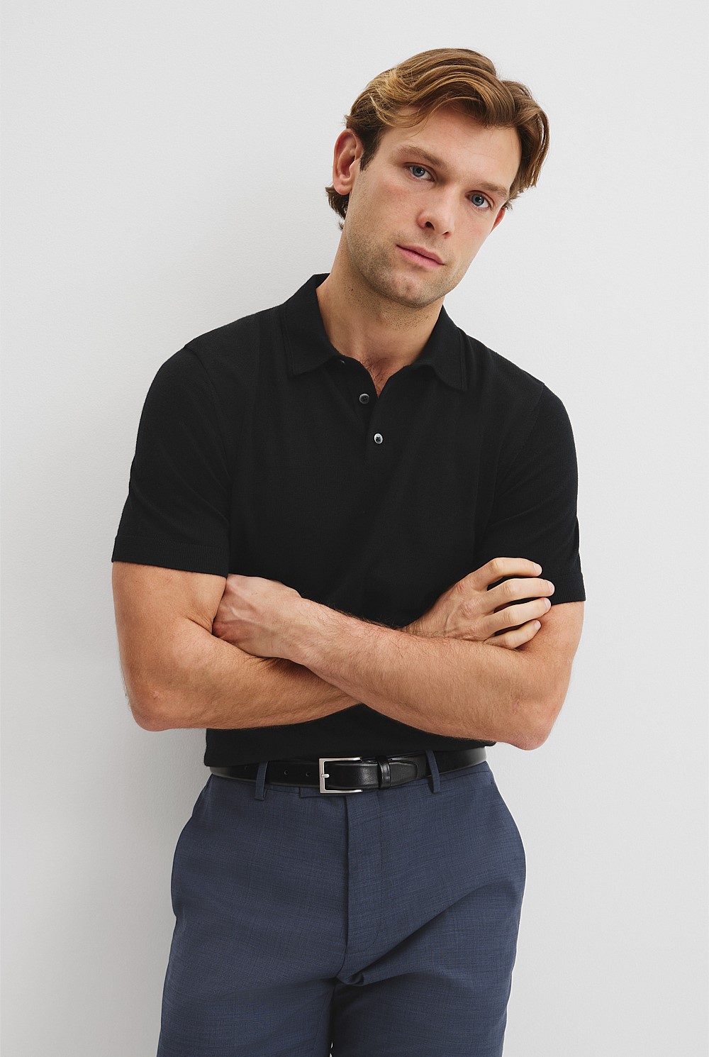 Australian Merino Short Sleeve Button Knit Polo