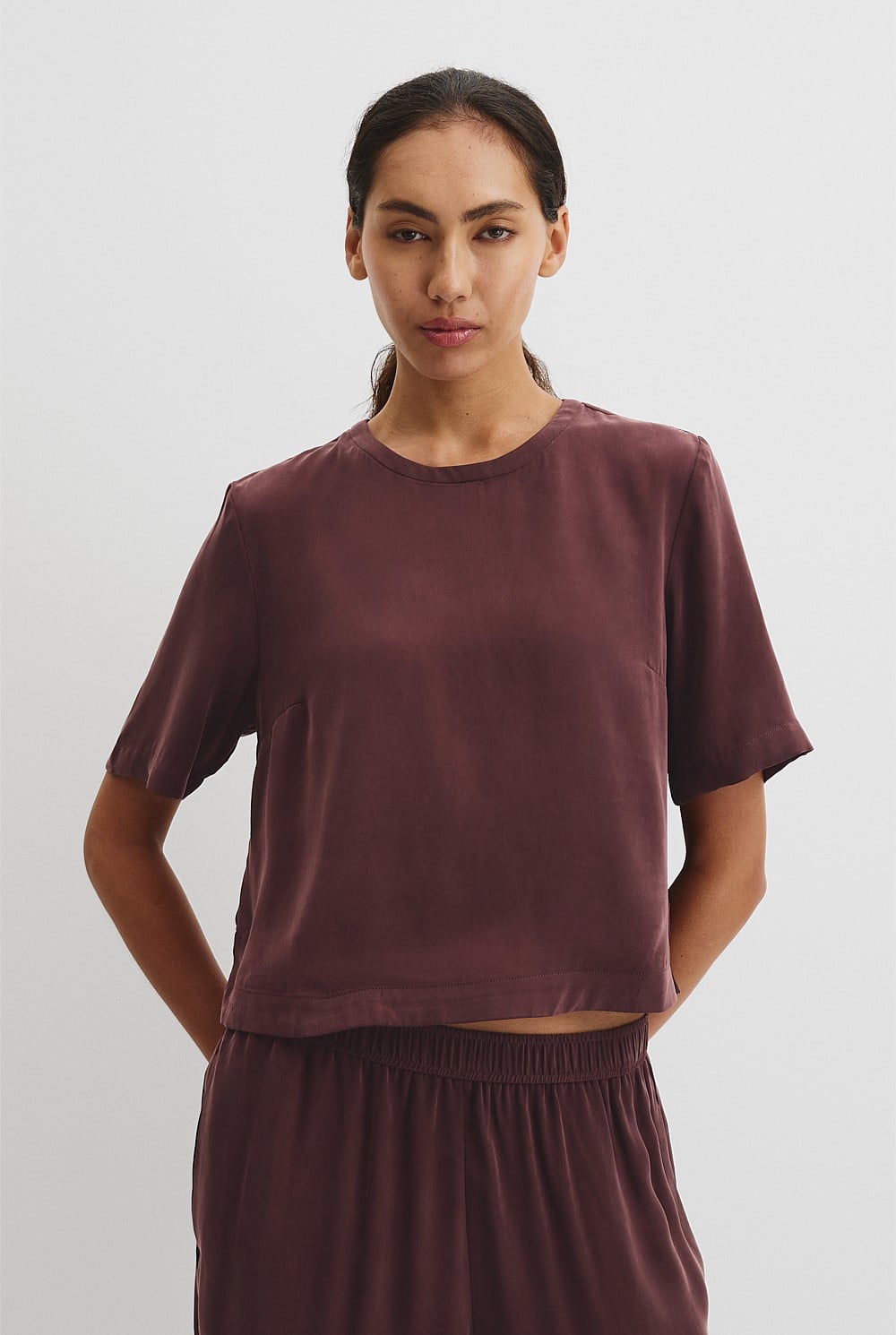 Short Sleeve Cupro Woven T-Shirt