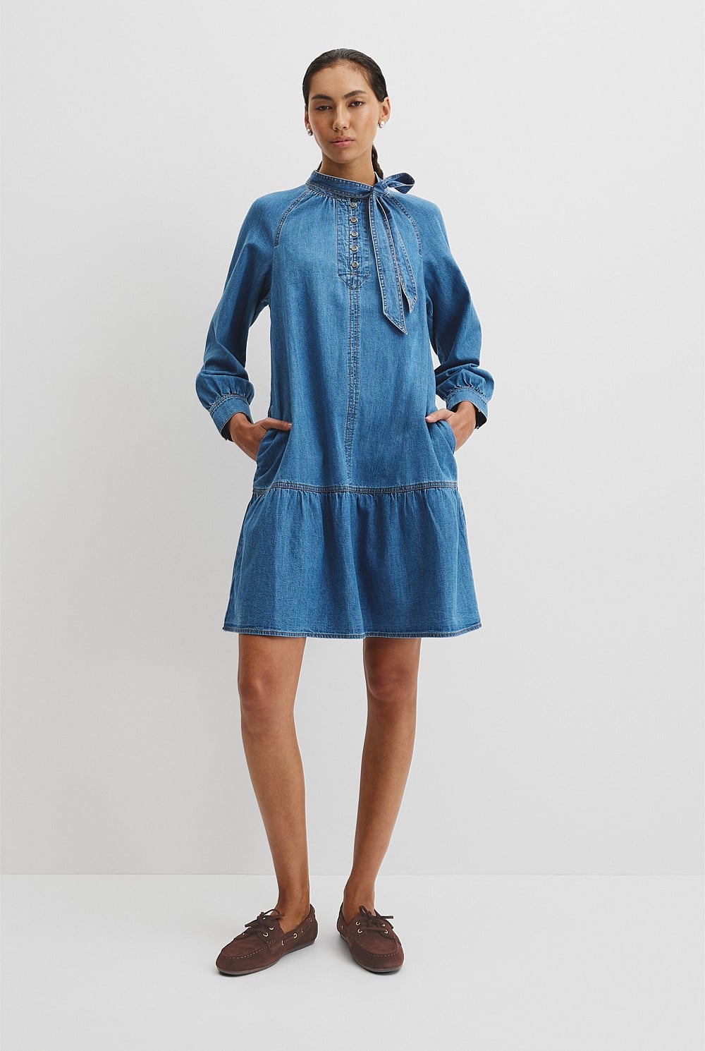 Soft Denim Smock Dress