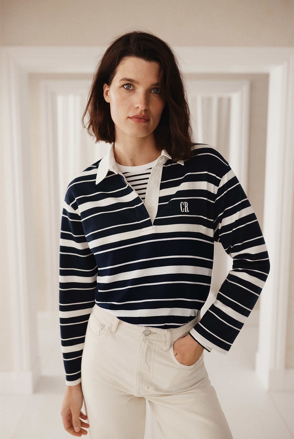 Australian Cotton Stripe Rugby Polo Sweat