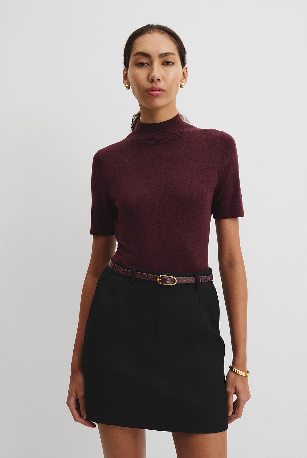 Short Sleeve Wool Silk Knit