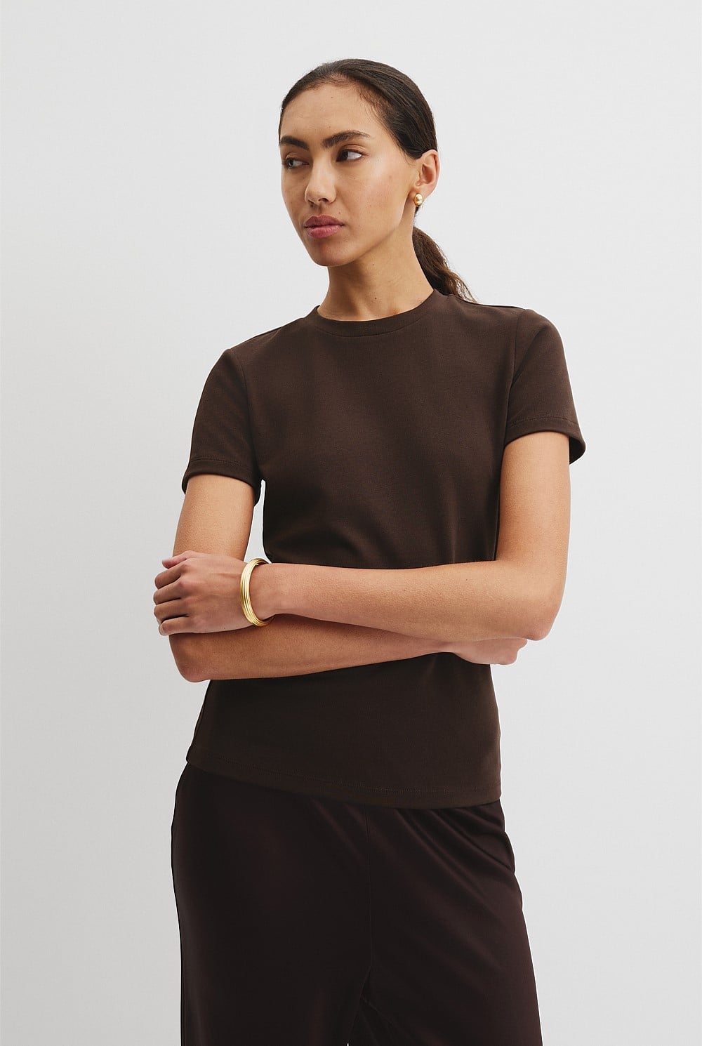 Australian Cotton Blend Fitted T-Shirt