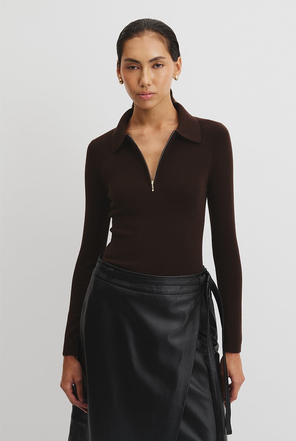 Wool Silk Collared Knit