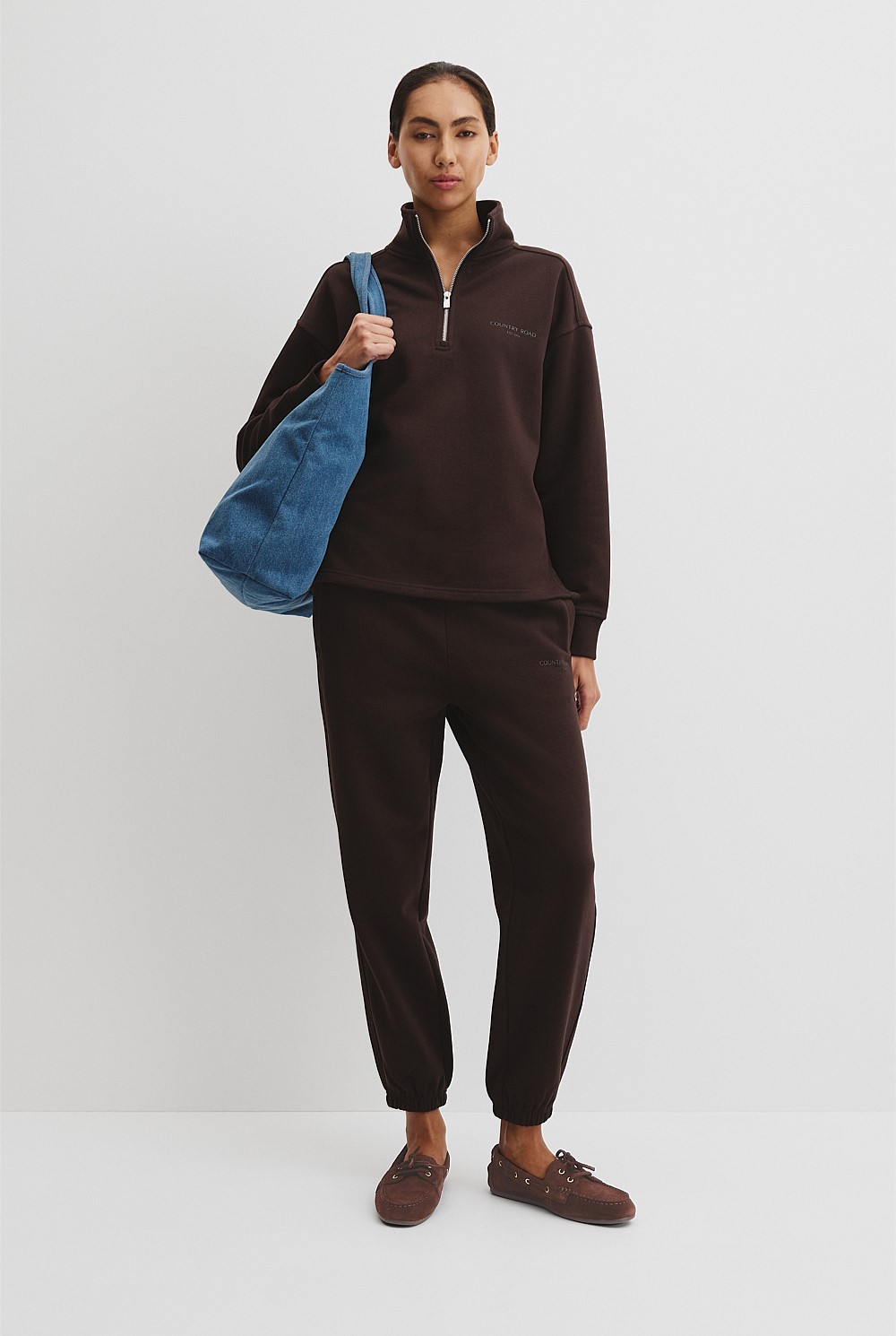 Australian Good Earth Cotton Zip Neck Sweat