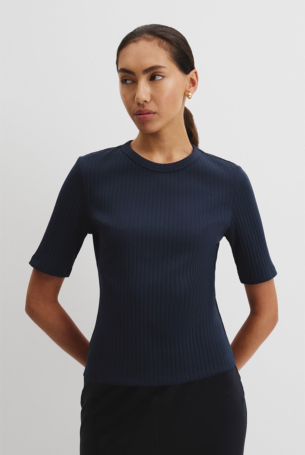 Australian Cotton Blend Short Sleeve Fitted T-Shirt