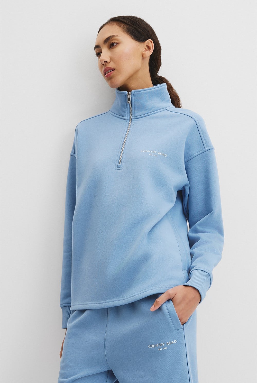 Australian Good Earth Cotton Zip Neck Sweat