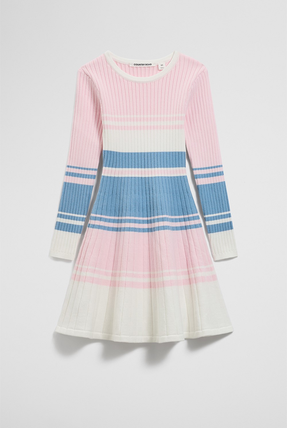 Organically Grown Cotton Blend Variegated Stripe Knit Dress