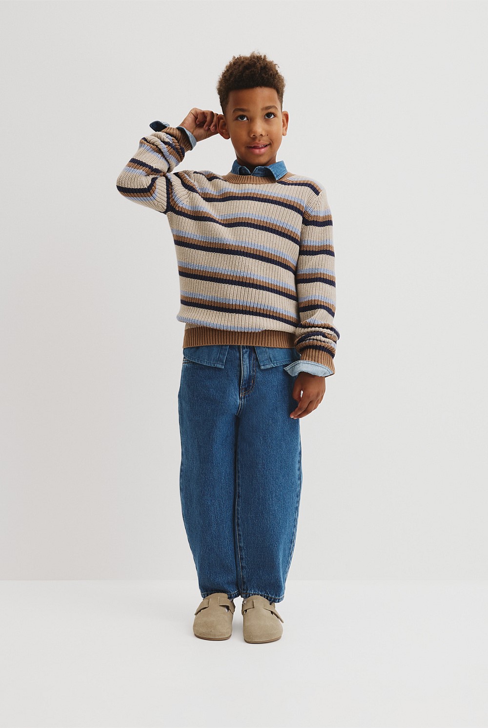 Crew Neck Stripe Knit