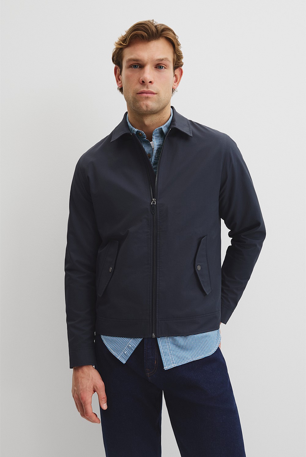 Cotton Blend Zip Through Jacket